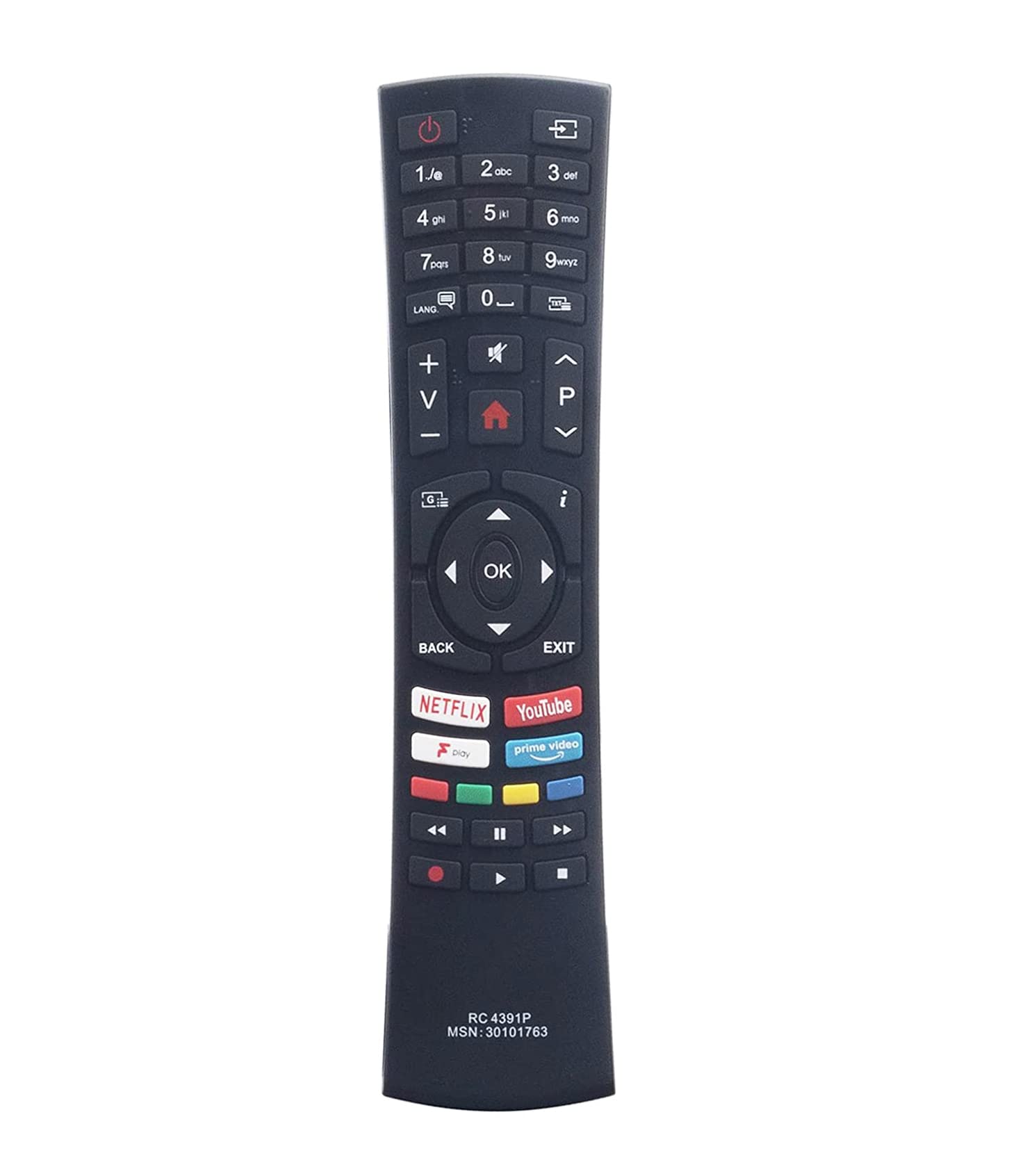 AULCMEET RC4391P Replacement Remote Control Compatible with BUSH 4K OLED TV DLED40FHDS DLED65UHDHDRS DLED32FHDS DLED43UHDHDRS DLED49UHDHDRS DLED49FHDS DLED55UHDHDRS DLED24HDSDVD DLED32HDS