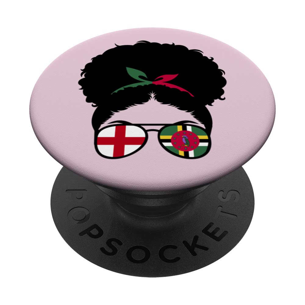 England and Dominica Mix Afro Hair Half English Dominica PopSockets Swappable PopGrip