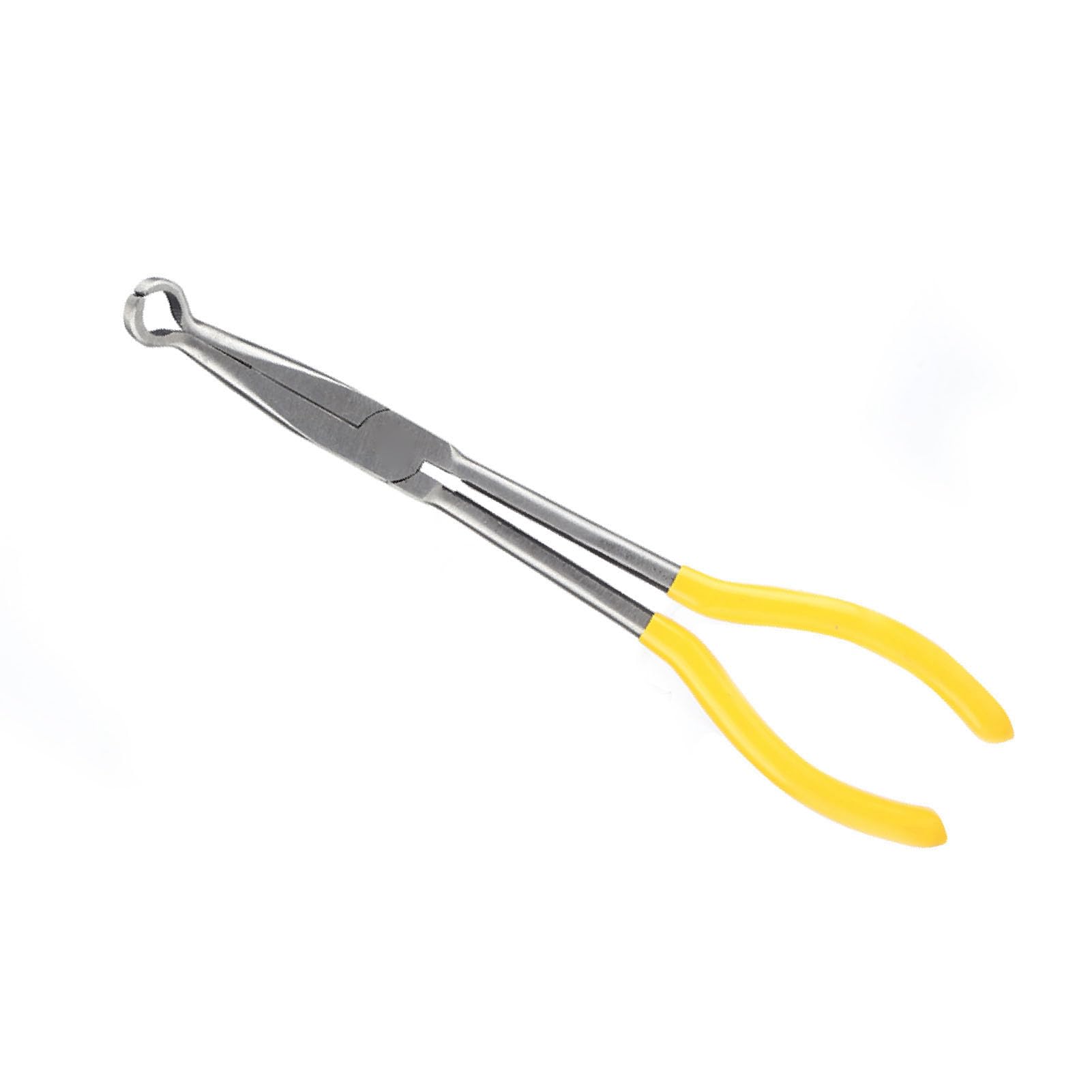 O Shaped Pliers Curved Nose Long Pliers 270mm Extra Long Pliers 45/90 Degree Bent Nose or O-Shape Tip Craft Repairing Tool (90 Degree Bent) for Vehicle Repairing Maintenance