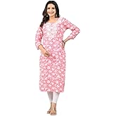 Meyali Cotton Kurtis for Women | Straight Fit Printed Kurta | 3/4 Sleeves Tunic Top | Casual Indian Kurti for Women