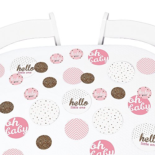 Big Dot of Happiness Hello Little One - Pink and Gold - Neutral Baby Shower Giant Circle Confetti - Party Decorations - Large Confetti 27 Count