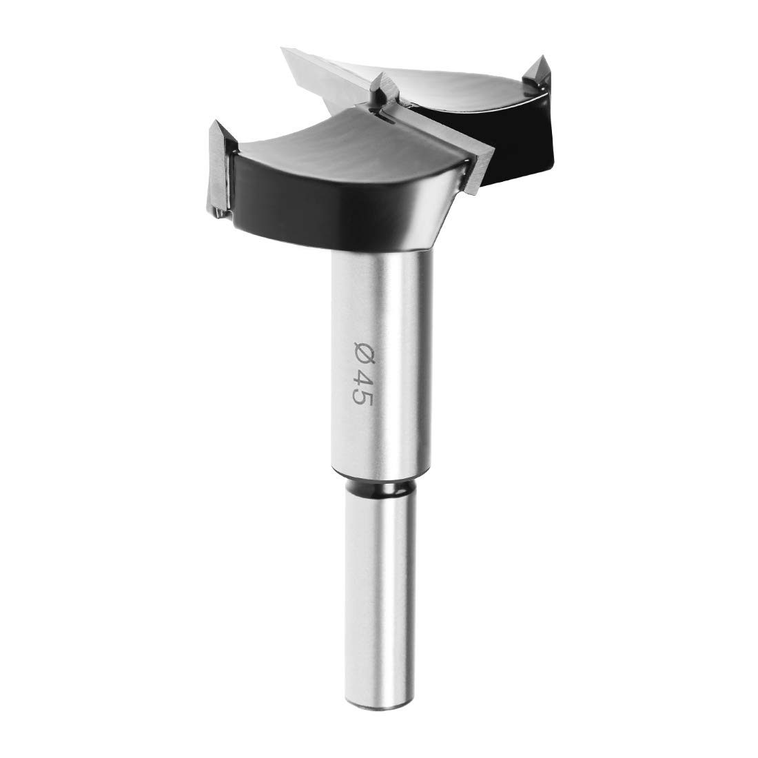 Sourcingmap Forstner Drill Bits 45mm, Tungsten Carbide Wood Hole Saw Auger Opener, Woodworking Hinge Hole Drilling Boring Bit Cutter (Black, Silver Tone)