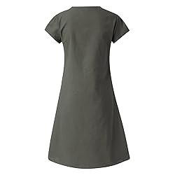 Women's Summer Cotton Linen Dress Loose V-Neck
