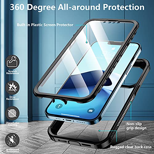 gogorelax Compatible with iPhone 13 Pro case,with Built-in Screen Protector Shockproof Case for iPhone 13 Pro 6.1 Inch(Black/Clear)