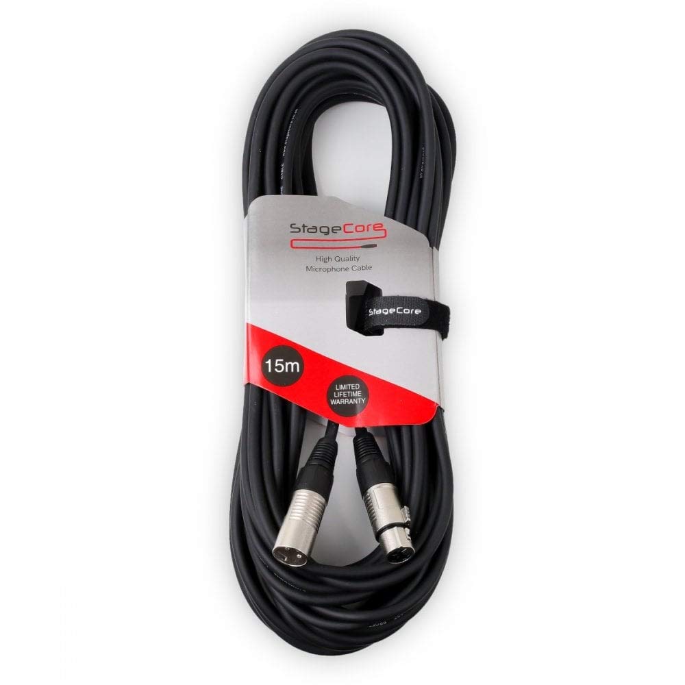 StageCore XLR Male to XLR Female Microphone Cable 15.0m Black