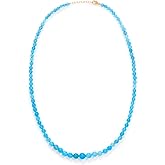 JIAJIA Women's BLUE OPAL SPHERE NECKLACE, Blue/White, One Size