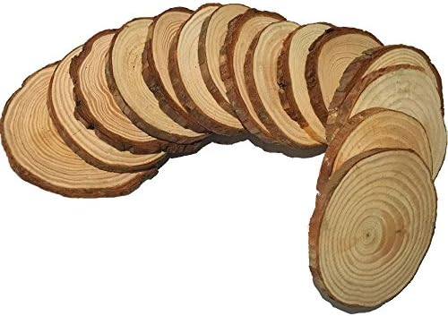 Kanff 20pcs 2-2.4" Wood Slices Unfinished Natural Wood Circles with Tree Bark Log Discs for DIY Craft Rustic Wedding Ornaments(Pack of 20)