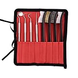 Axageid Xage Gun Cleaning Brush Set - 4 Pieces Double-Ended Brushes and 4 Pieces Stainless Steel Gunsmith Armorer Pick Set for Pistol/Shotgun/Rifle