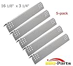 Hongso SPG451 (5-pack) Stainless Steel Heat Plates, Heat Shield, Heat Tent, Burner Cover Replacement for Gas Grill Model Kitchen Aid 720-0745, Jenn Air Gas Barbecue Grills