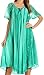 Sakkas 17604 - Myani Two Tone Embroidered Sheer Cap Sleeve Caftan Long Dress | Cover Up - SeaGreen - OS