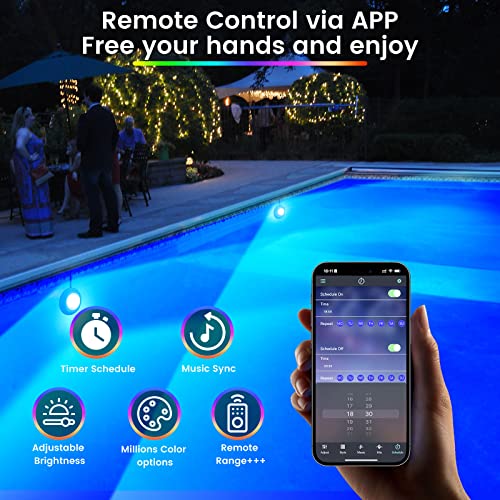 LyLmLe LED Pool Lights With APP Control, 10W RGB Dimmable Underwater