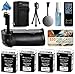 Multi Power Battery Grip + (4 Pack) Ultra High Capacity EN-EL14 ENEL14 Replacement Battery (1800mAh) + Replacement AC/DC Rapid Battery Charger with Car & European Adapter + Wireless Shutter Release Remote Control for Prints + Lens Cleaning Kit for Nikon D3200 DSLR SLR Digital Camera