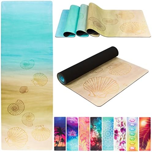 Solasta Natural Suede Yoga Mats - Luxury Eco Friendly Anti Slip Thick Yoga Mat 4MM Ideal For Hot Yoga, Bikram, General Workouts - Hot Yoga Mat w/Strap - Natural Rubber / Microfiber Towel Fitness Mat
