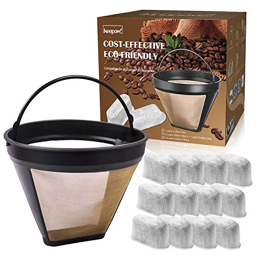 KeePow 4 Tone Permanent 612 Cup Coffee Filter & Set of 12 Charcoal