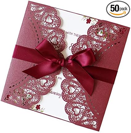 Amazon Com Picky Bride 50 Unidades De Sobres De Invitaciones De Boda Con Corte Laser Diseno De Corazon Para Invitaciones Para Guardar La Fecha Incluye 50 Unidades Health Personal Care