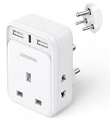 Aodeng UK to India Plug Adapter 6 in 1 USB C 32W Travel Charger Type D view 1
