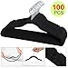 World Pride Thin Non-Slip Velvet Clothes Hanger, Pack of 100, Black