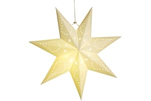 LIOOBO Paper Star Lantern Lamp Shade Christmas Hanging Stars Garland Hollow out Xmas Tree Topper Hanging Ornament for Wedding Birthday New Year Party Home Decor for Indoor and Outdoor 17.7 Inch