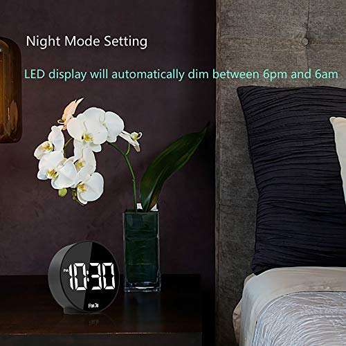 FanJu FJ3209 LED Digital Alarm Clock with Indoor Temperature, Adjustable Brightness Dimmer, Small Easy Setting Clock for Bedroom Desk Bedside - Thumbnail 3