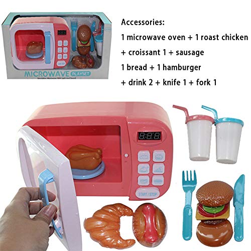 CHAFIN Microwave Oven for Children Passing Home Baby Toys with Electric Light Rotating Simulation Kitchen Oven for Cooking Small Household appliances