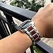 LDFAS Compatible for Apple Watch Band 44mm 42mm, Natural Wood Red Sandalwood Stainless Steel Metal Link Bracelet Strap Compatible for Apple Watch SE Series 6/5/4/3, Silver/Gold