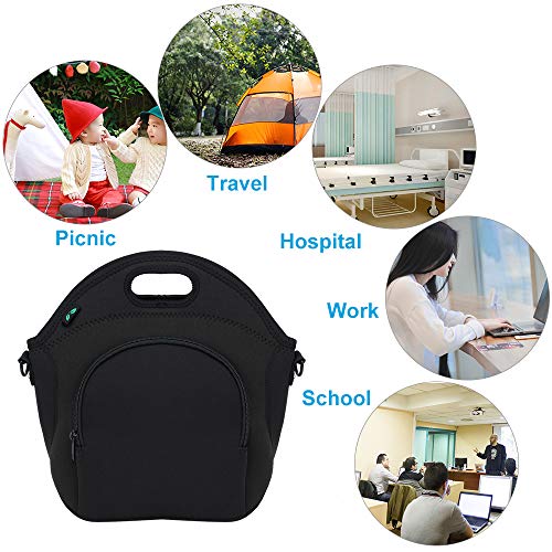 Neoprene Lunch Box Insulated Lunch Bag Tote with Strap Zipper Pocket for Work Picnic by F40C4TMP (N2)
