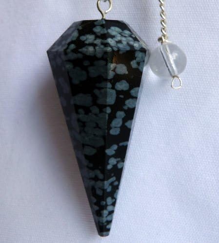 Multifaceted Snowflake Obsidian Pendulum