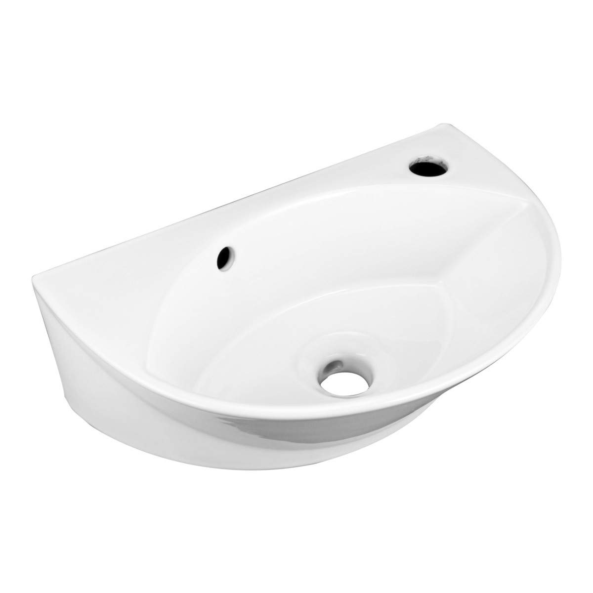 White Small Wall Mount Sink with Single Faucet Hole Overflow Bathroom Sink