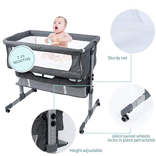 nordmiex Bedside Sleeper Bedside Crib, Baby 3 in 1 Travel
