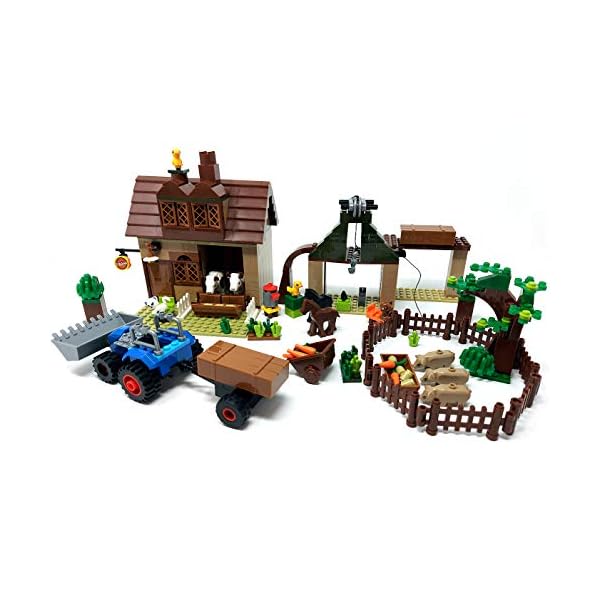 Brigamo Bausteine Haus, Bauernhof mit Stall, Scheune, Traktor, 491 Klemmbausteine