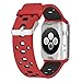 UMTELE Soft Silicone Replacement Band Sport Strap with Ventilation Holes for Apple Watch Nike+, Series 2, Series 1, Sport, Edition, Red/Black