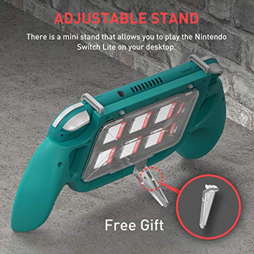 MEQI Hand Grip Case for Nintendo Switch Lite, Ergonomic Gaming Charging Case with Game Storage Case, Fast Charge Compatible 5V 2A AC Adapter with Type-C Cable for Switch Lite Console - Blue