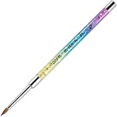 PANA Kolinsky 3D Acrylic Nail Brushes with Liquid Glitter Handle - For Professional Acrylic Powder Liquid Manicure Pedicure (Rainbow Color, Size #5)