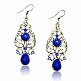 VTG Copper Teardrop Resin Rhinestone Eardrop Dangle Hook Earrings (Pack of 2)