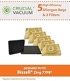 5 Bags & 2 Filters for Bissell Zing 22Q3 Vacuums; Compare to Bissell Part No. 77F8; Designed and Engineered by Think Crucial