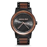 Original Grain Sapele Wood Men's Watch with Matte Black Steel Band