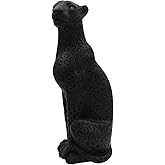 Polyroyal Cheetah Statue Black Panther Black Leopard Statue 11”H Resin Modern Animal Sculpture Figurine Desktop Table Top Decoration for Home Office Decor