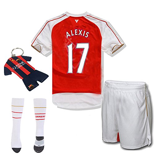 FC FirstClass 2015/2016 Home Alexis #17 Arsenal Football Soccer Jersey And Shorts &Socks & Key Chain Kids Youth Sizes (11-12 years )
