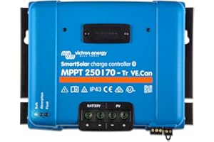 Victron Energy SmartSolar MPPT Tr VE. Can Solar Charge Controller (Bluetooth) - Charge Controllers for Solar Panels - 250V, 70 amp, 12/24/36/48-Volt