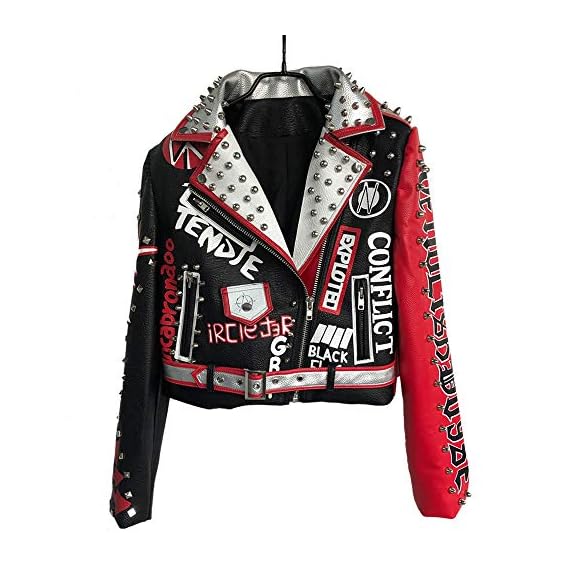 LIANDESHENG-Leather-Jacket-Women-Short-Punk-2019-New-Spring-Moto-Biker-Punk-Rock-Jackets-with-Belt-Ladies-Outwear-Coats-XLarge-Red