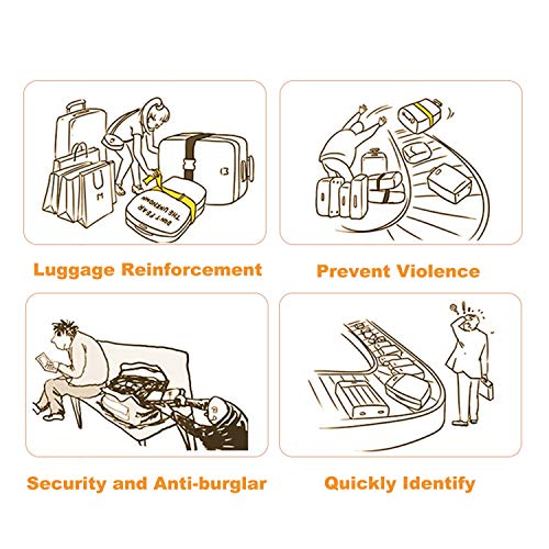 XinPei 2 pcs 4.1m Adjustable Cross Luggage Straps with Combination Lock, 2 pcs Cartoon Luggage Taps, 2 pcs Luggage Locks with Code