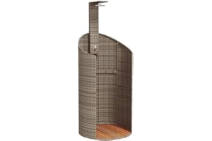 vidaXL Gray Poly Rattan Outdoor Shower - Acacia Wood Base - Garden/Pool Shower - 39.4"x39.4"x95.1"
