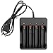Wyness 4PCS 18650 Rechargeable 3.7V 2500mAh Batteries with Fast Li-ion 18650 18500 14500 Battery Charger