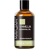 MAYJAM Vanilla Essential Oil for Diffuser Aromatherapy DIY Soap, 1.01fl.oz | Vanilla Oil for Skin, Long Lasting Scents Essential Oils for Candle Making, Ideal for Home Office Yoga Use