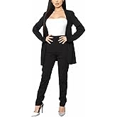 Tcremisa Women's Casual Pants Suit 2 Piece Business Outfits Solid Long Sleeve Blazer and Pencil Pant Sets