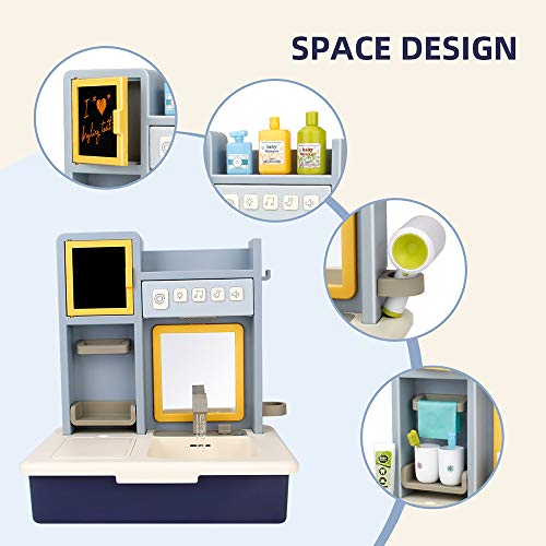 Pretend Play Sink With Running Water Kids Bathroom Sink Toy Set Vanity ...