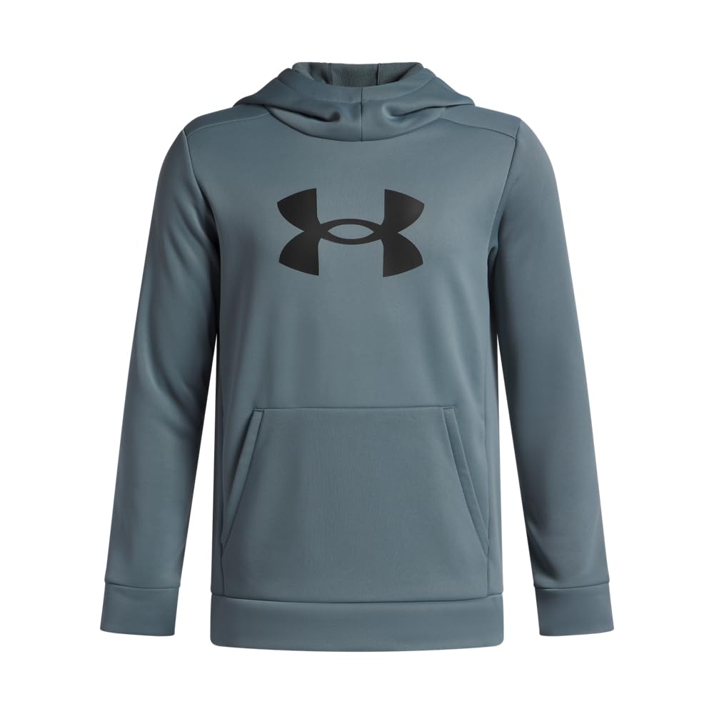 Under Armour Boys' Armour Fleece Big Logo Hoodie, (587) Jasper Blue / / Black, Large Image