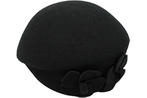 OSALADI Double Flower Woolen Beret for Women, Black Warm Winter Lady Beret, Stylish British-Style Hat