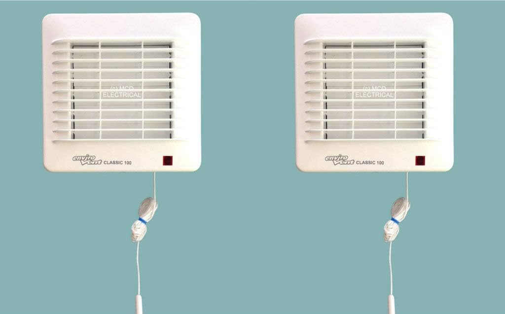 Pack of 2 x Envirovent CLASSIC-100XP Extractor Fans with Pull Cord & Automatic Shutter