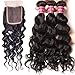 UNice 8A Grade Brazilian Natural Wave Hair 3 Bundles with 4x4 Free Part Lace Closure,100% Unprocessed Human Hair Weave Extensions Natural Color (20 22 24+18 Closure)